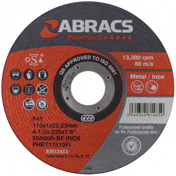 ABRACS Phoenix Extra Thin Flat Cutting Disc 230 x 1.8 x 22mm PK 10 WCD170