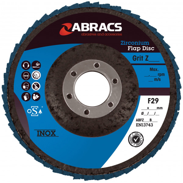 ABRACS Flap Disc Zirconium 100x16mm P40 PK 5 WAF104N