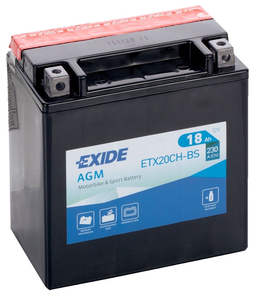 Exide ETX20CH-BS AGM Motorcycle Battery