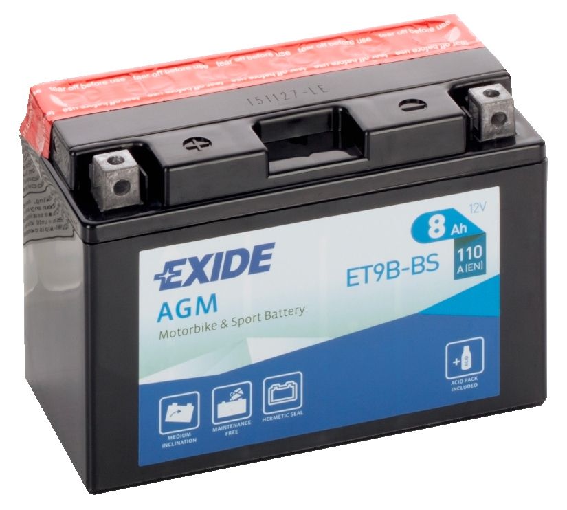 Exide ET9B-BS AGM Motorcycle Battery