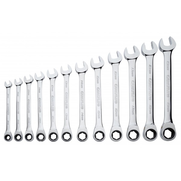 Carlyle RW612M 12 Piece Flat Ratcheting Wrench Set-Metric