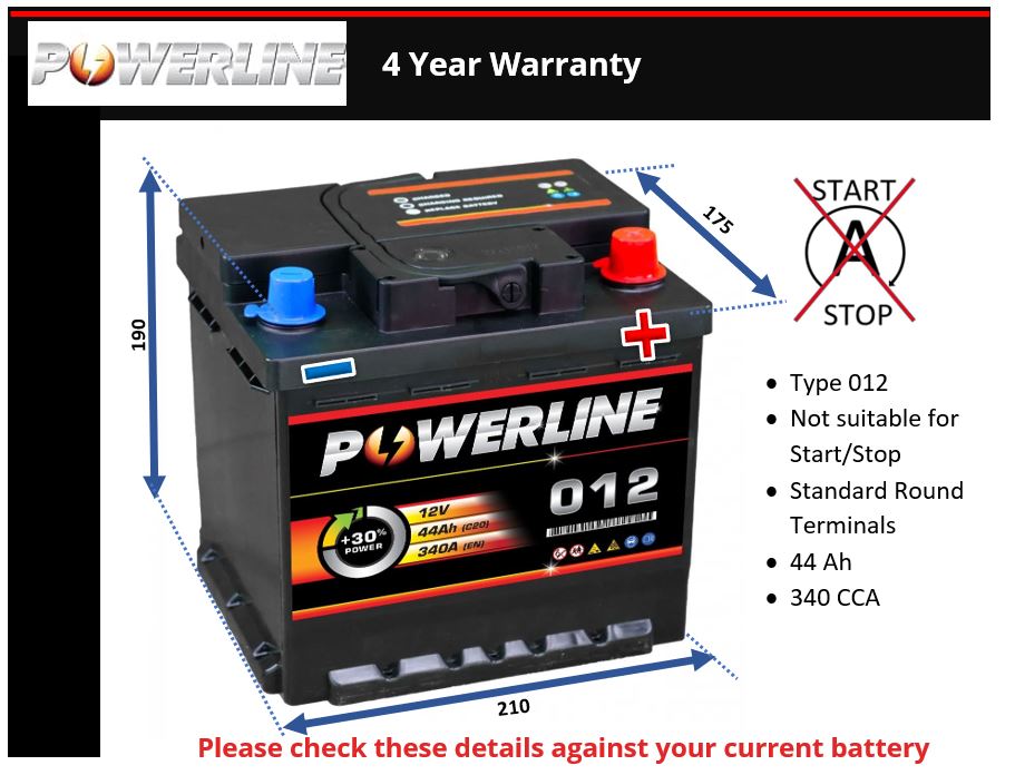 Powerline 012 Car Battery