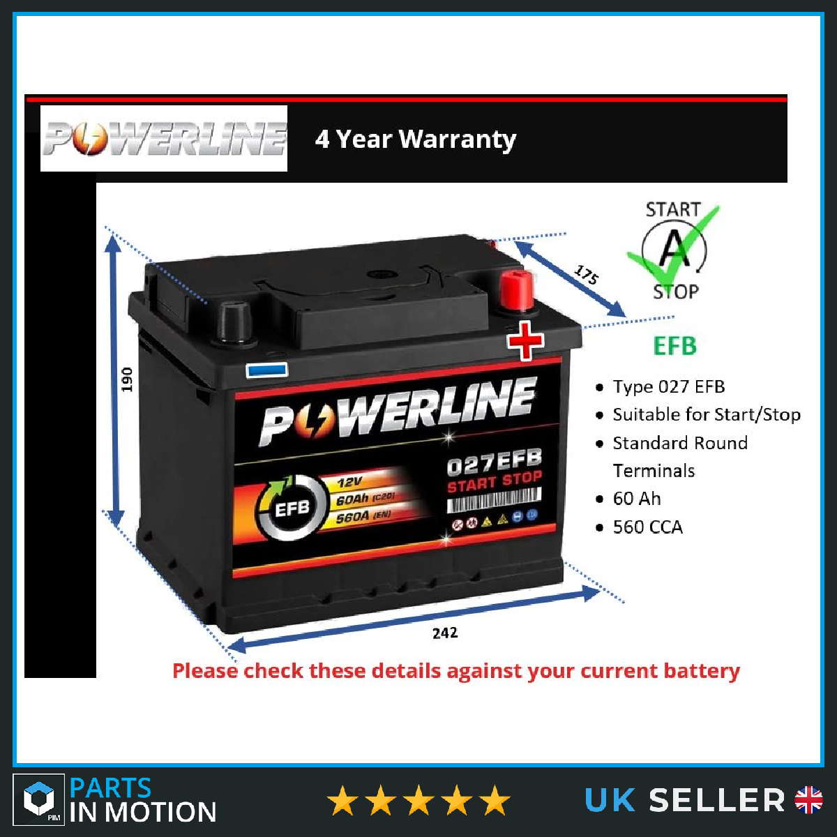 Powerline EFB Car Battery 027EFB [PM2460698]