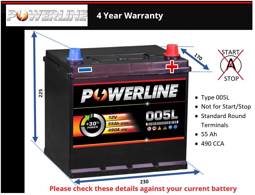 Powerline 005L Car Battery