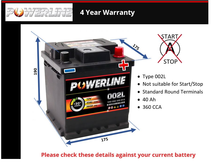 Powerline 002L Car Battery