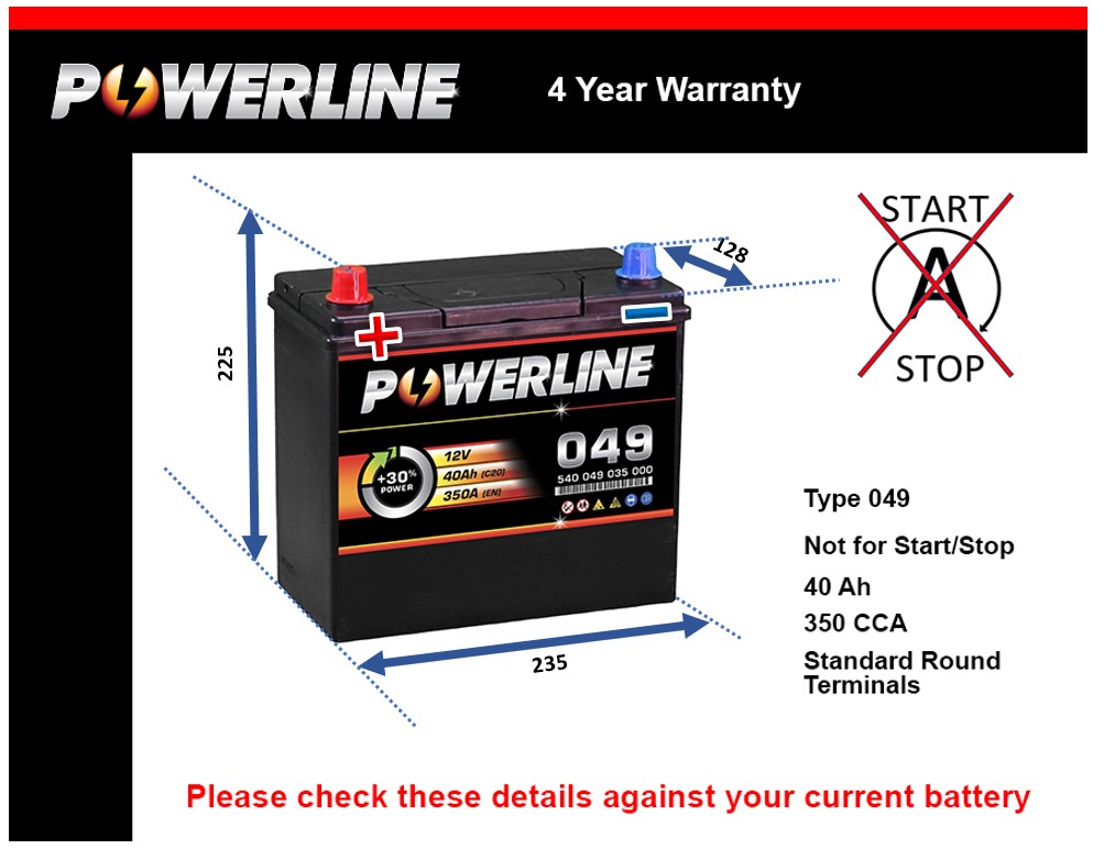 Powerline 049 Car Battery