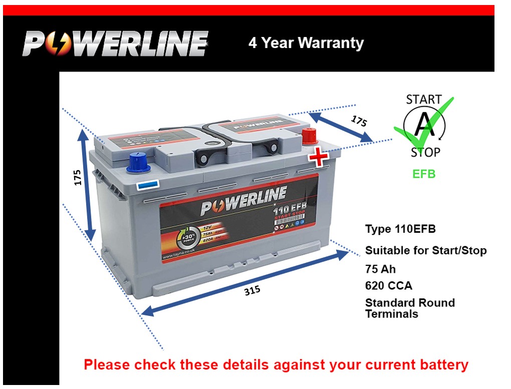 Powerline 110EFB EFB Car Battery