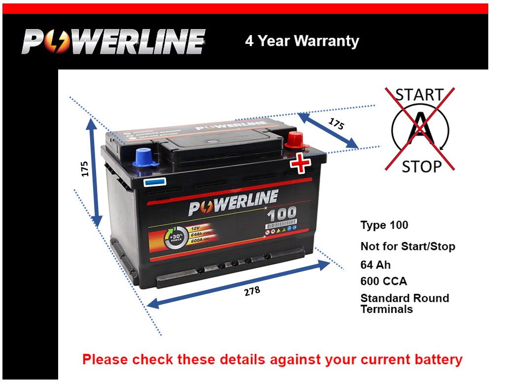 Powerline 100 Car Battery