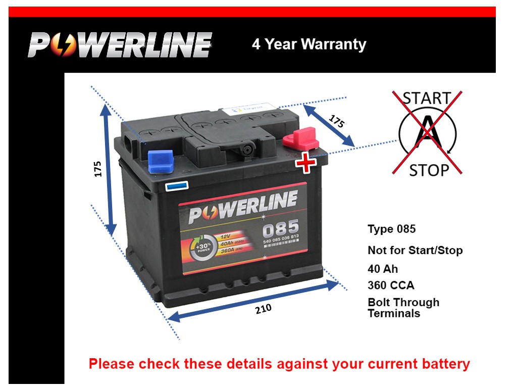 Powerline 085 Car Battery