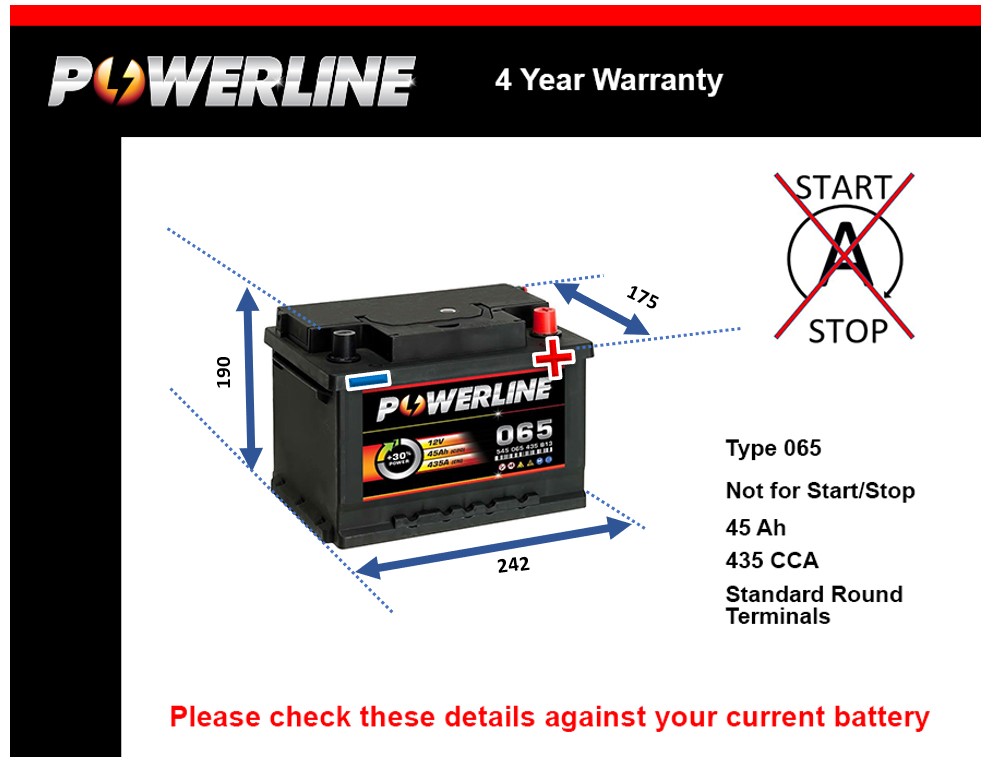 Powerline 065 Car Battery