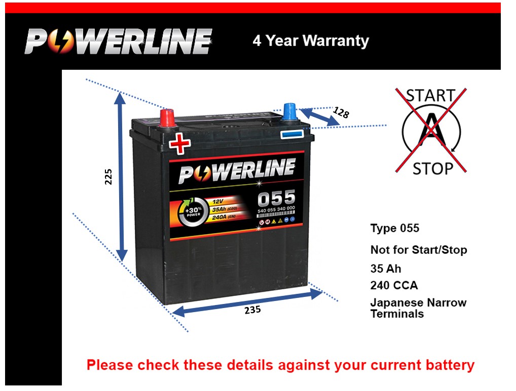 Powerline 055 Car Battery