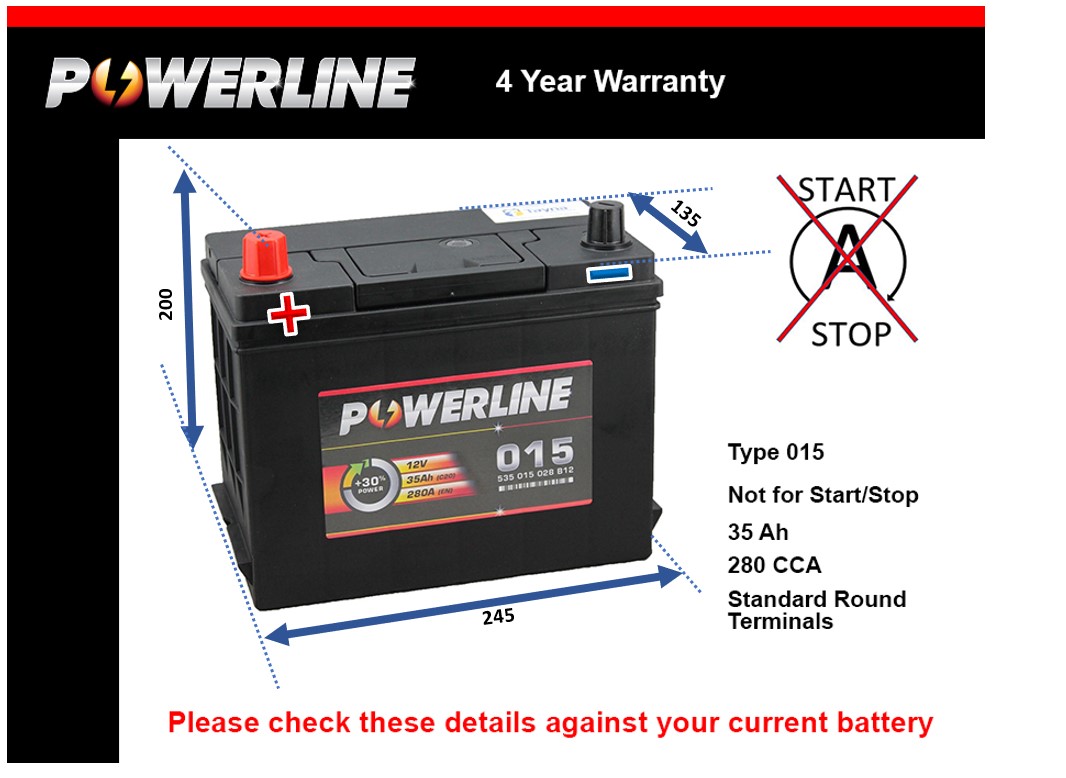 Powerline 015 Car Battery