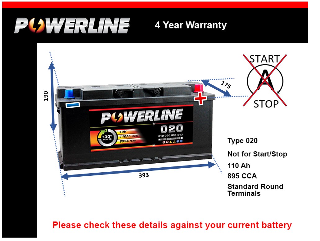 Powerline 020 Car Battery