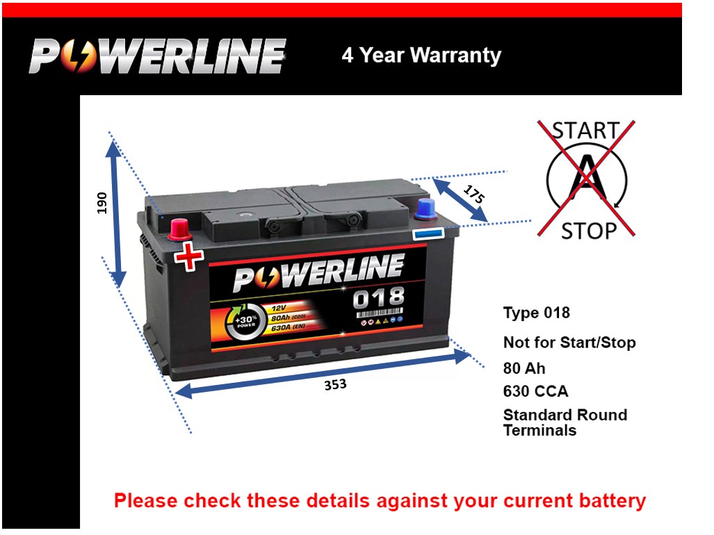 Powerline 018 Car Battery