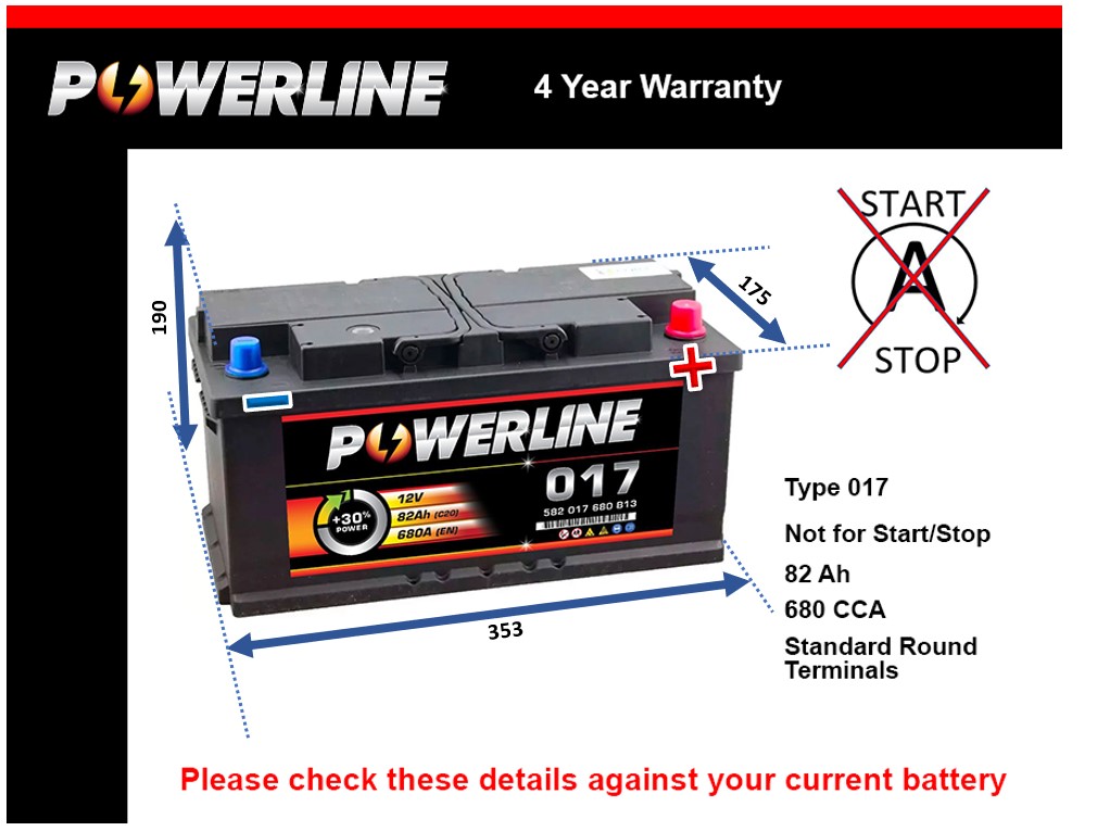 Powerline 017 Car Battery