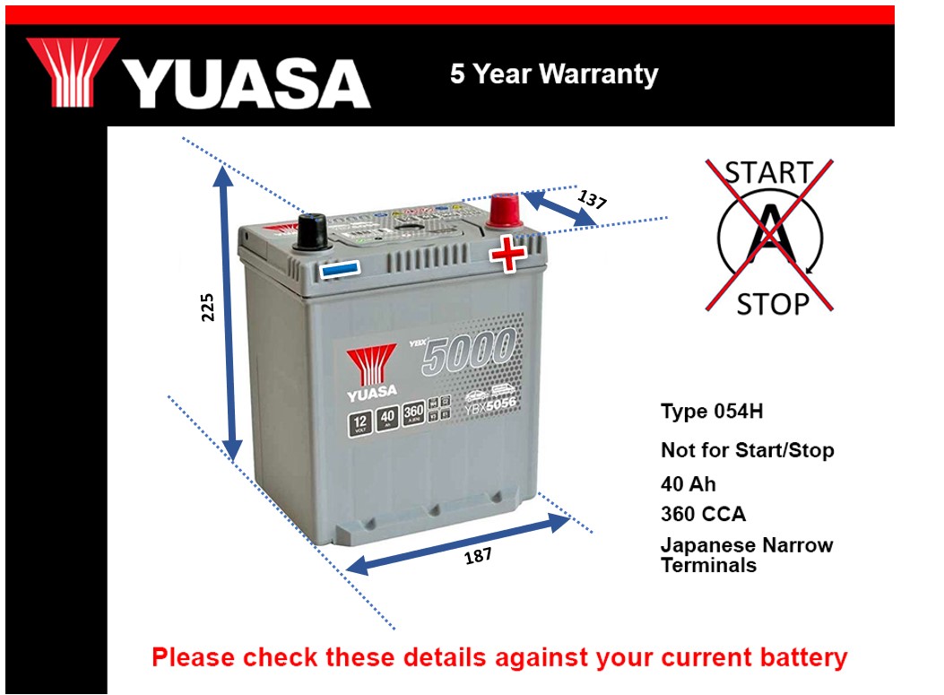 Yuasa YBX5056 Car Battery