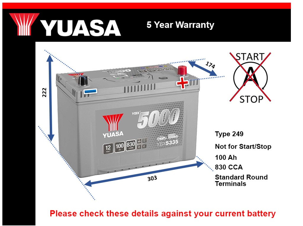 Yuasa YBX5335 Car Battery