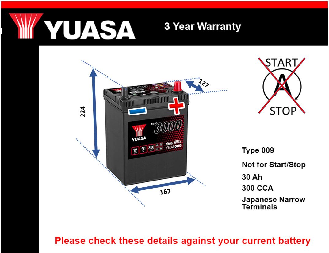 Yuasa YBX3009