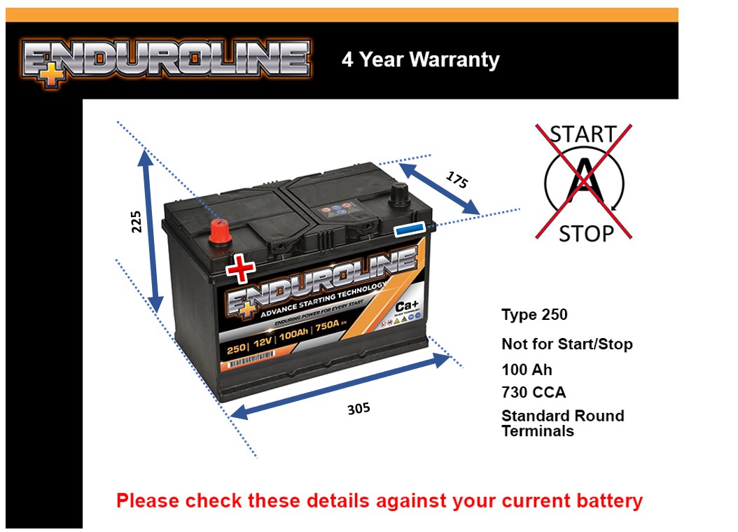 Enduroline 250 Car Battery