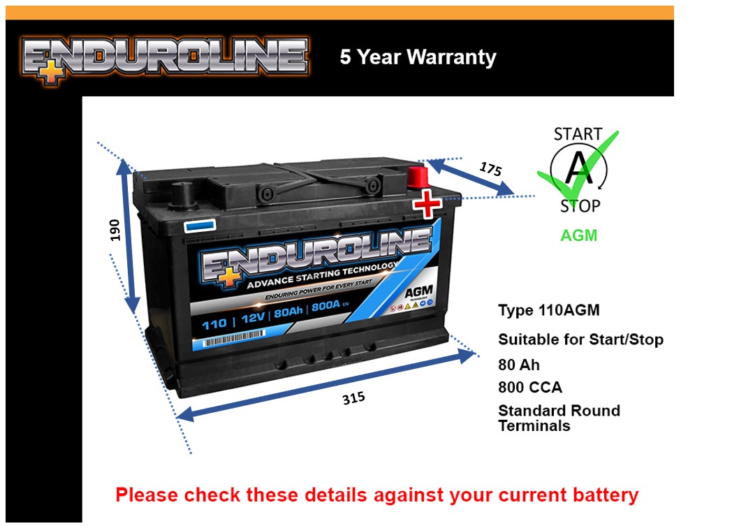 Enduroline 110AGM AGM Car Battery