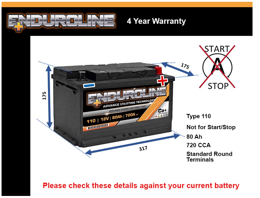 Enduroline 110 Car Battery