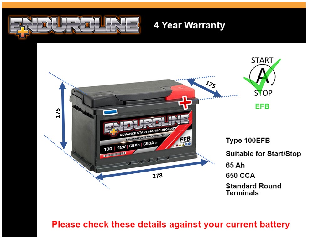 Enduroline 100EFB EFB Car Battery