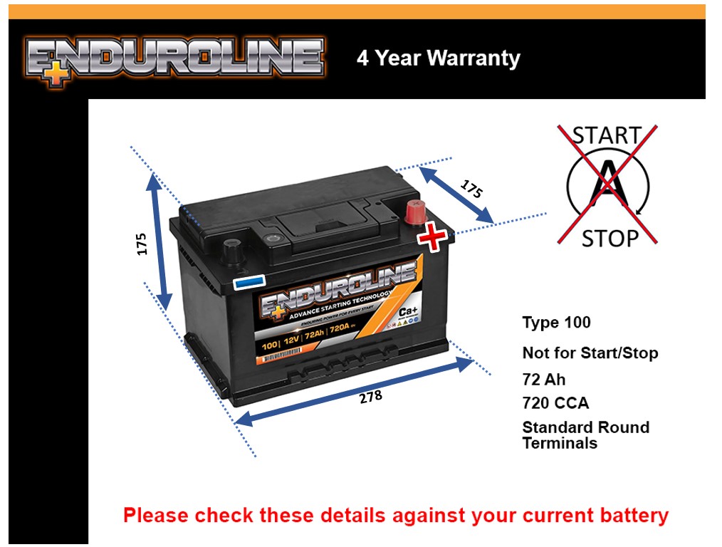 Enduroline 100 Car Battery