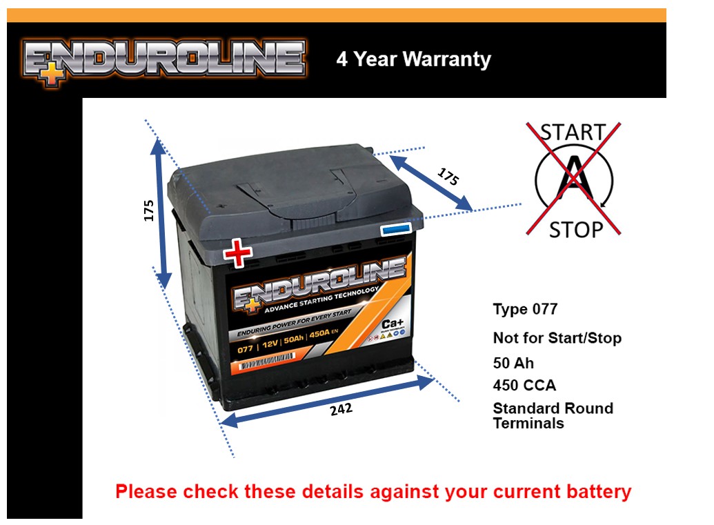 Enduroline 077 Car Battery