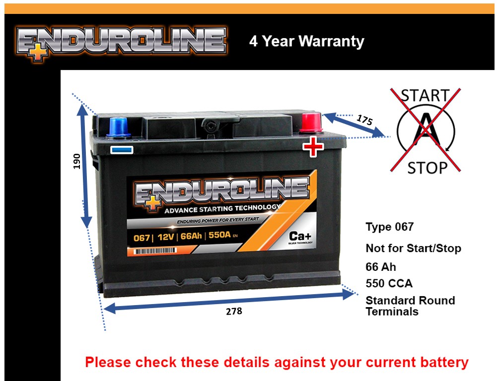 Enduroline 067 Car Battery