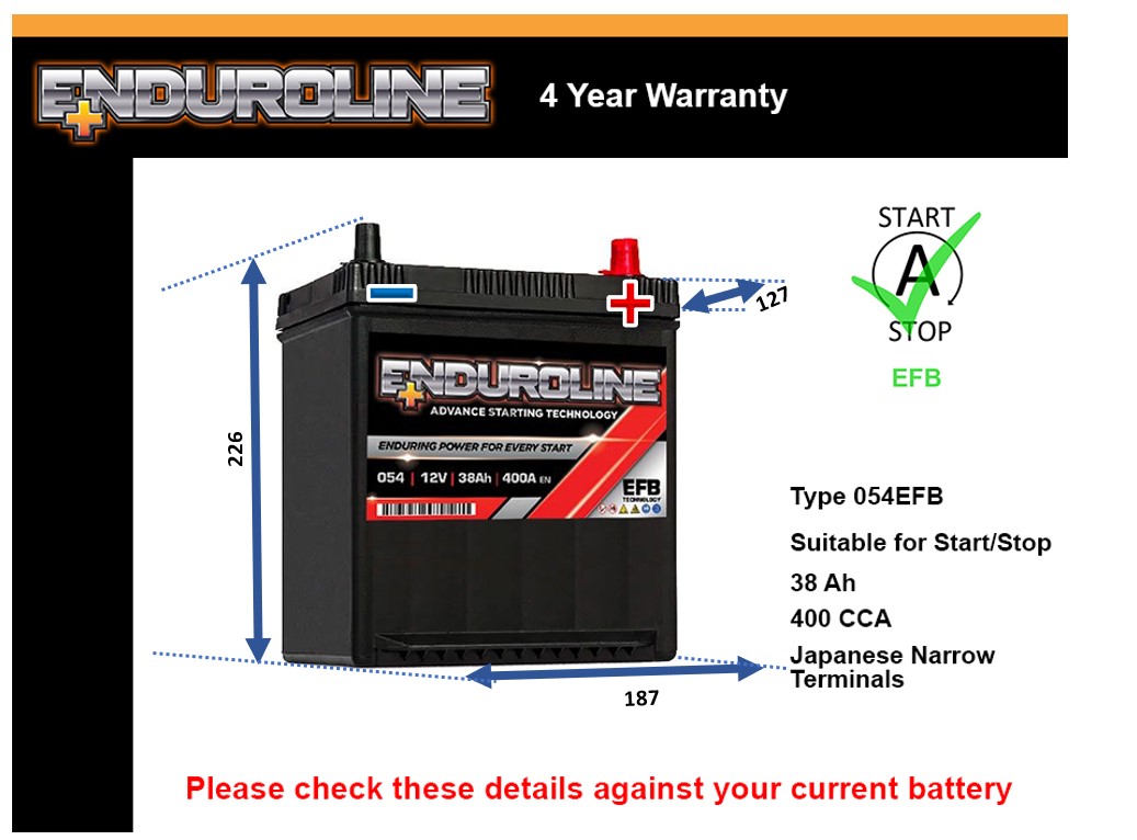 Enduroline 054EFB EFB Car Battery