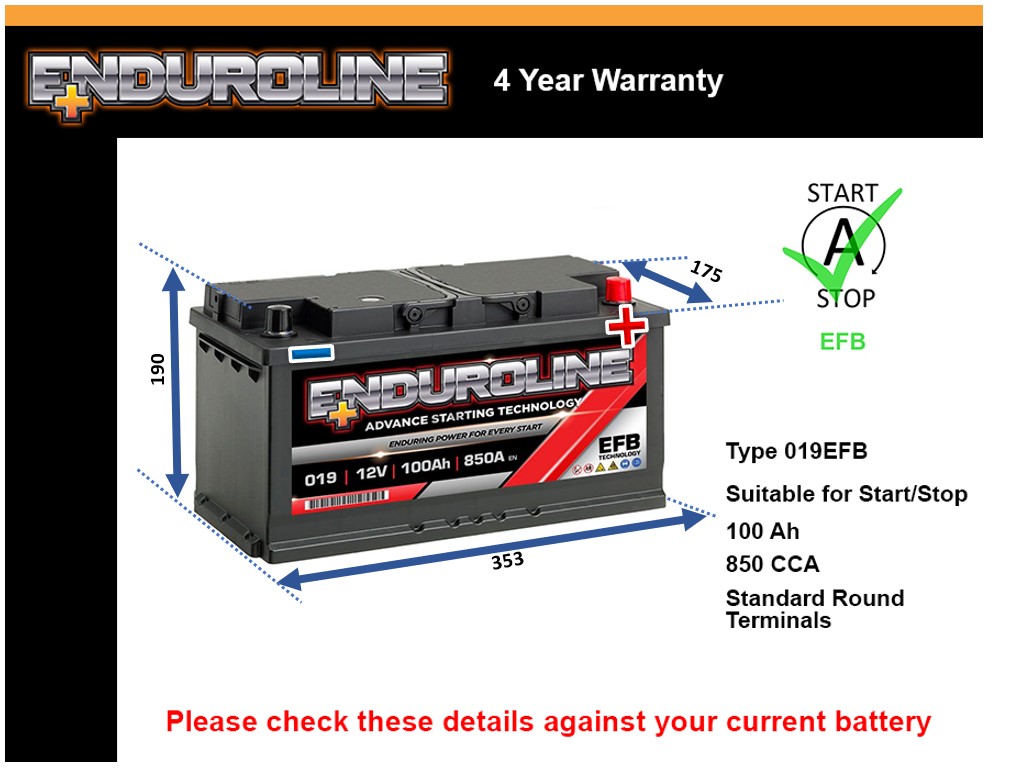 Enduroline 019EFB EFB Car Battery