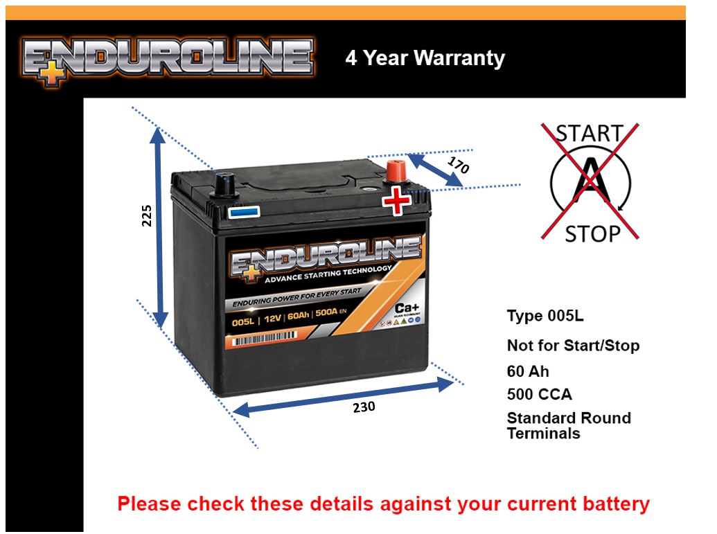 Enduroline 005L Car Battery