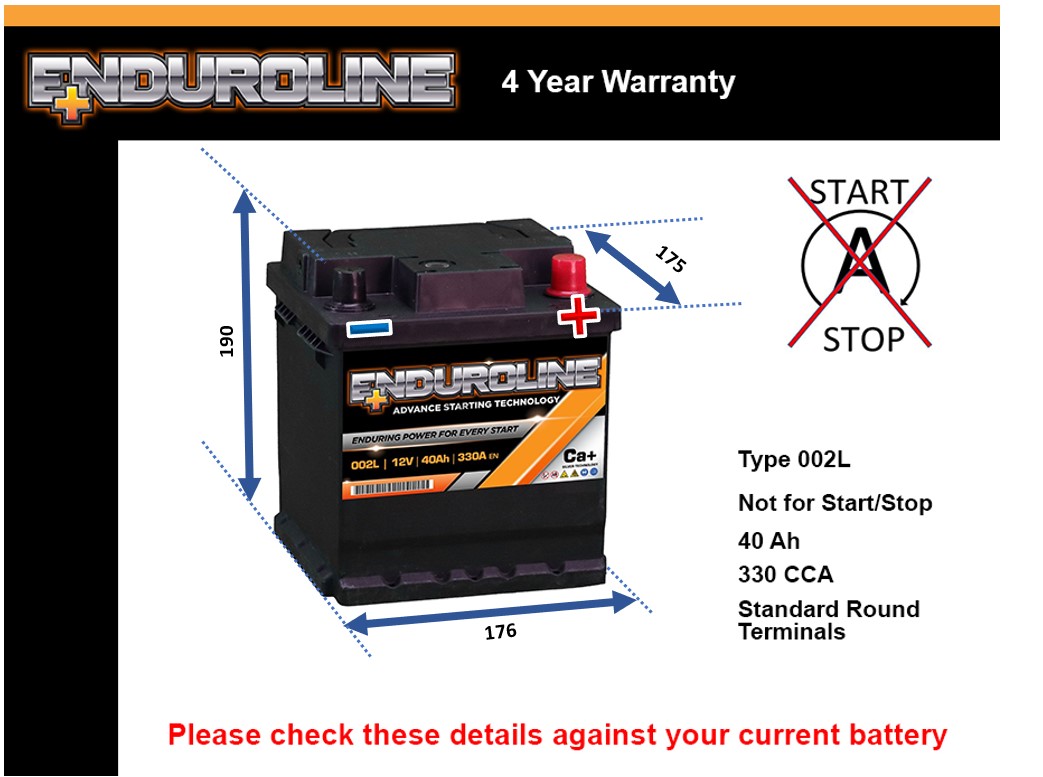 Enduroline 002L Car Battery