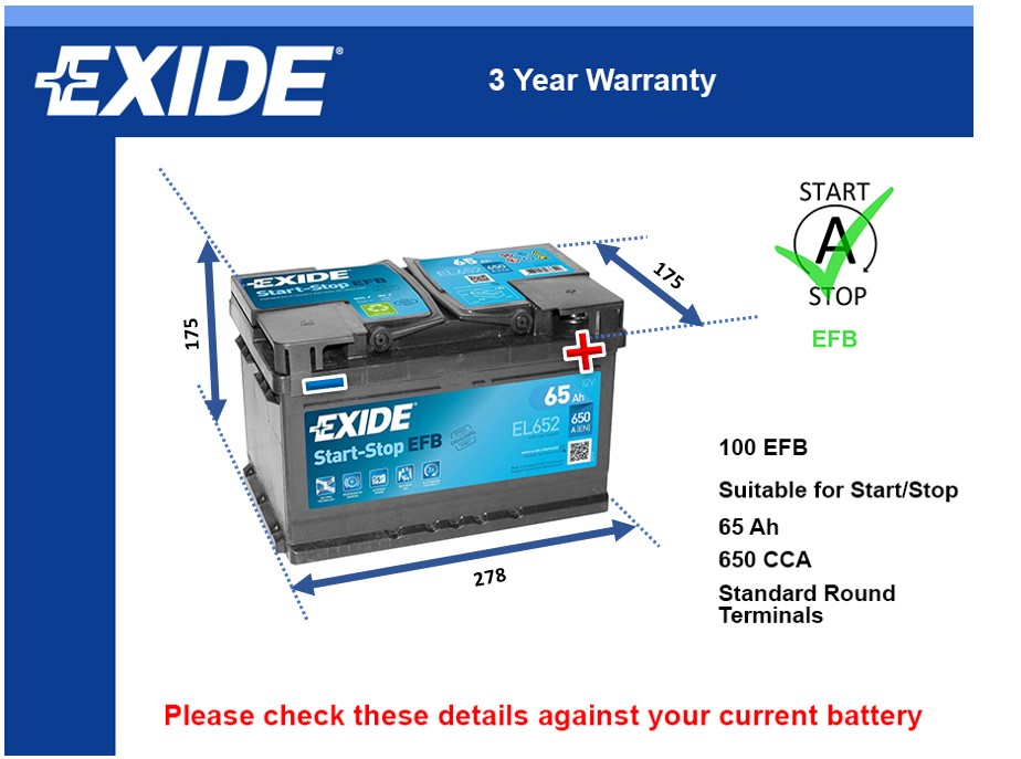 Exide EL652 EFB Car Battery