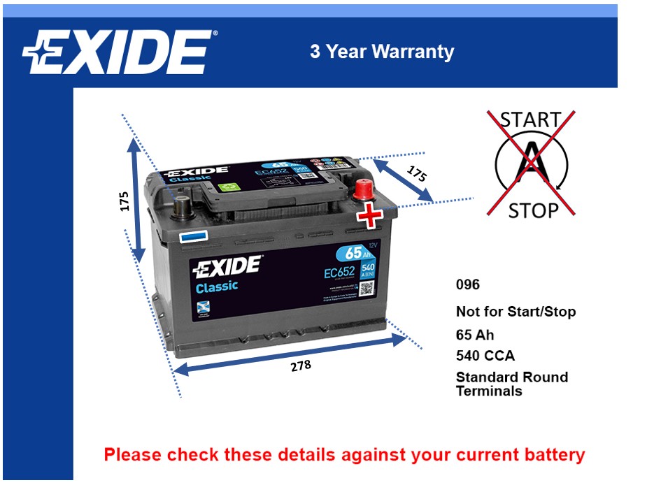 Exide EC652 Car Battery