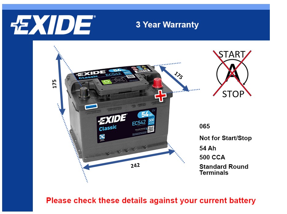 Exide EC542 Car Battery