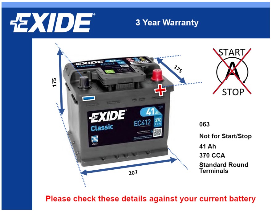 Exide EC412 Car Battery