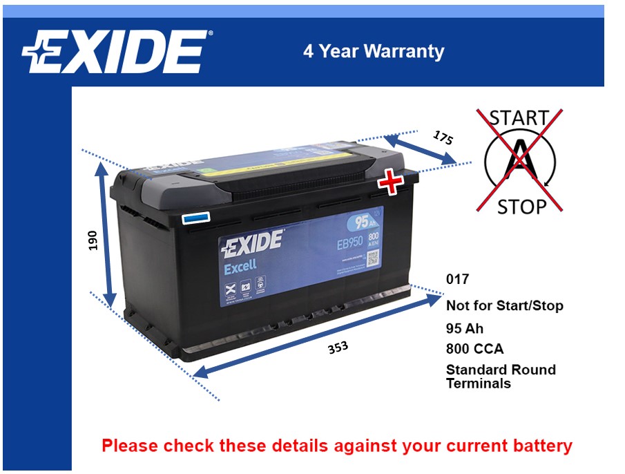 Exide EB950 Car Battery