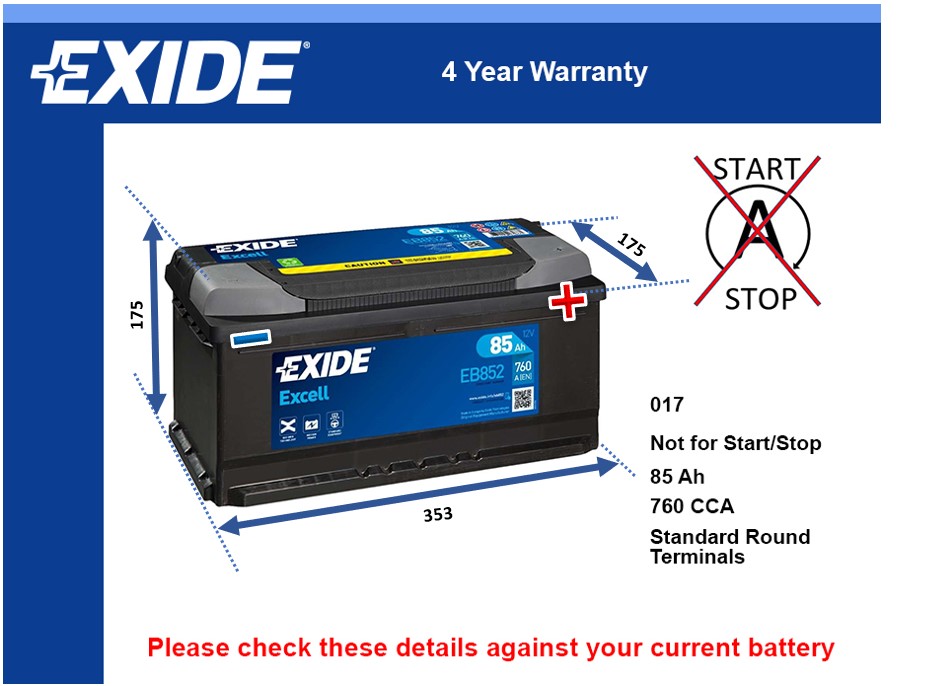 Exide EB852 Car Battery