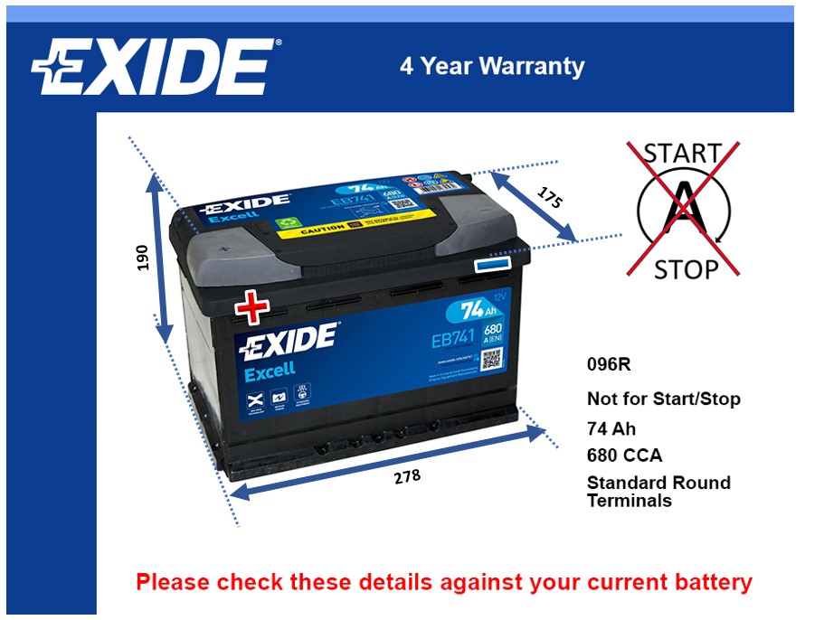 Exide EB741 Car Battery