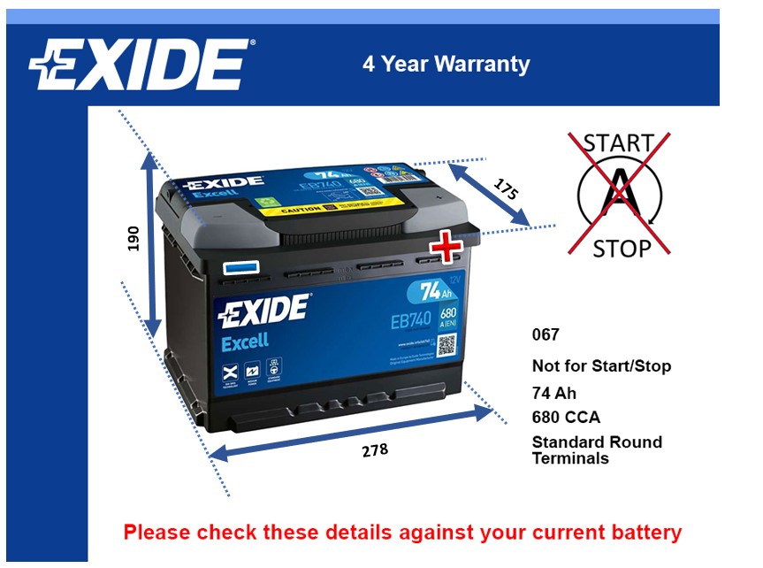 Exide EB740 Car Battery