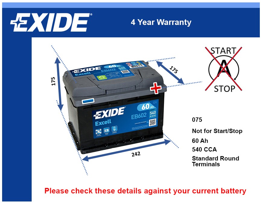 Exide EB602 Car Battery