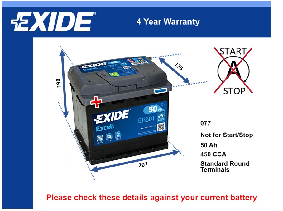 Exide EB501 Car Battery