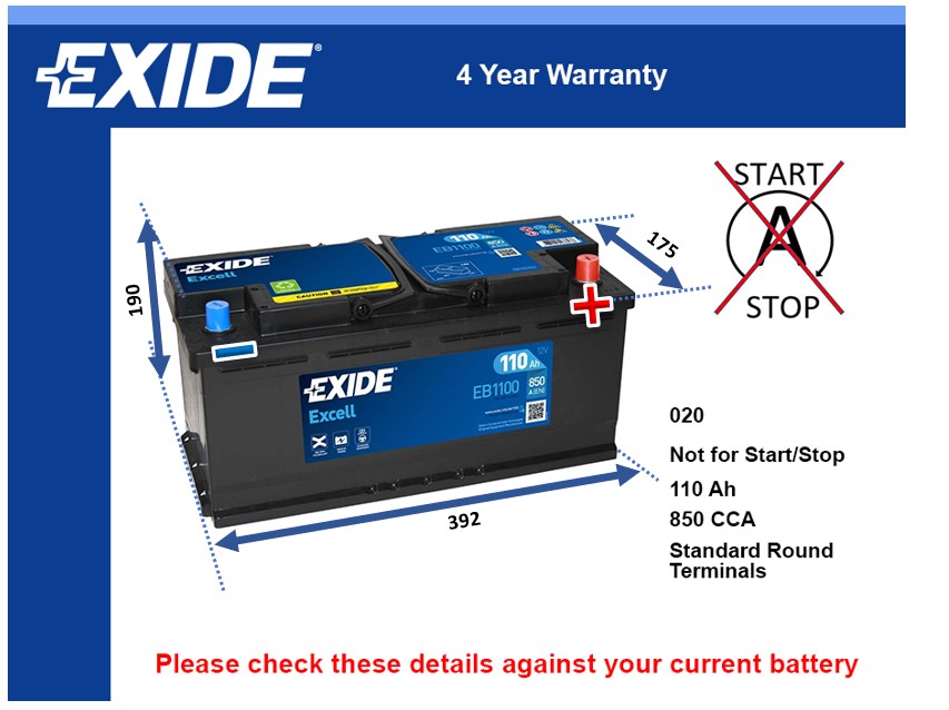 Exide EB1100 Car Battery