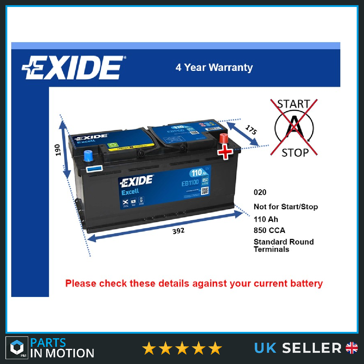 Exide Car Battery EB1100 [PM2386516]