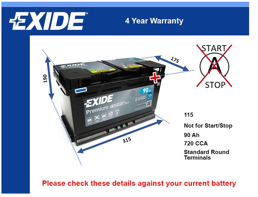 Exide EA900 Car Battery