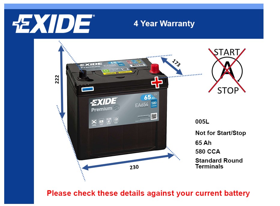 Exide EA654 Car Battery