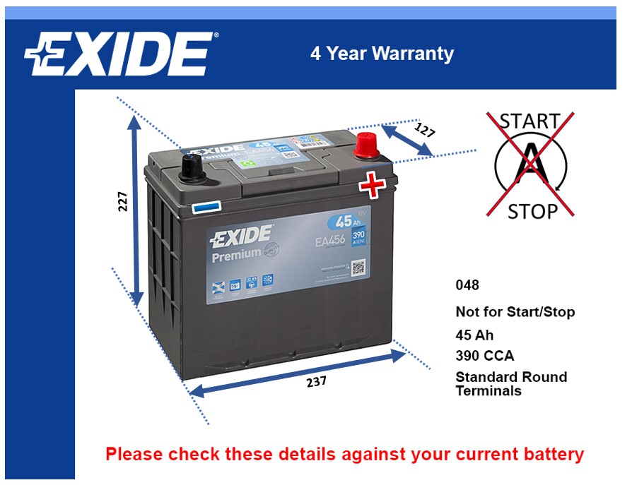 Exide EA456 Car Battery