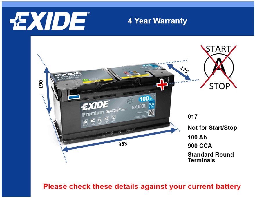 Exide EA1000 Car Battery