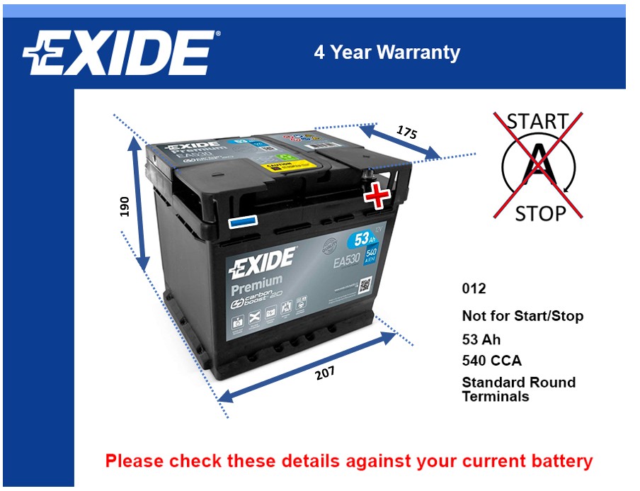 Exide EA530 Car Battery